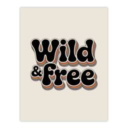 "Artery8 Wild & Free Retro Rainbow Font Typography Wall Art Print in Beige - Size: W12"" x H16""" - thumbnail 1