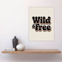 "Artery8 Wild & Free Retro Rainbow Font Typography Wall Art Print in Beige - Size: W12"" x H16""" - thumbnail 4