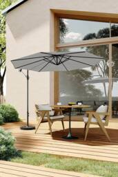 Living and Home Outdoor 3M Large Cantilever Parasol with Cross and Fillable Base in Light Grey - thumbnail 2