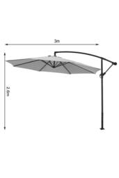 Living and Home Outdoor 3M Large Cantilever Parasol with Cross and Fillable Base in Light Grey - thumbnail 6