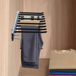 Nordara Heavy Duty Wardrobe Pull-out Trouser Rack in Black - thumbnail 3