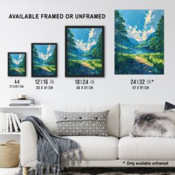 "Artery8 Lake District Windermere Acrylic Landscape Summer Framed Art Print in Blue - Size: W12"" x H16""" - thumbnail 3