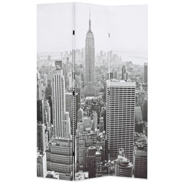 Berkfield Home Folding Room Divider 120x170 cm New York by Day Black & White - image 1