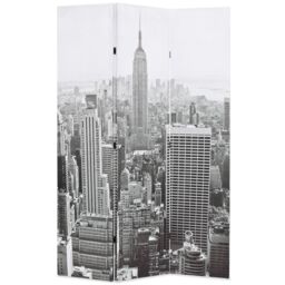 Berkfield Home Folding Room Divider 120x170 cm New York by Day Black & White - thumbnail 1