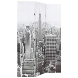 Berkfield Home Folding Room Divider 120x170 cm New York by Day Black & White - thumbnail 2