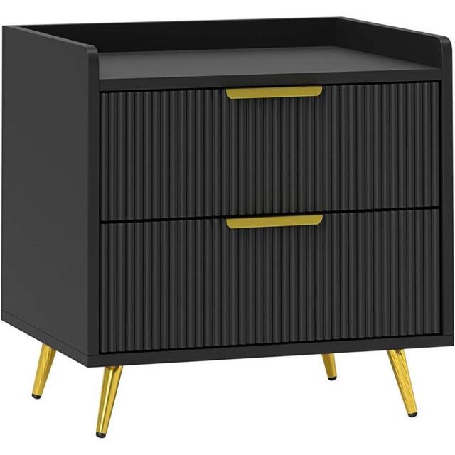 Nordara Black Bedside Cabinet Drawer Bedroom Side Table Storage Nightstand - Size: 100 cm x 60 cm - image 1