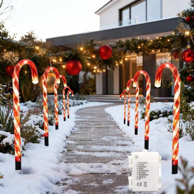 Shatchi Red Candy Cane Lights Set - 45 LED, 55cm, 8 Modes, Timer - Size: 2 Pack - image 1