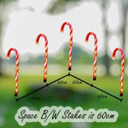 Shatchi Red Candy Cane Lights Set - 45 LED, 55cm, 8 Modes, Timer - Size: 2 Pack - thumbnail 2