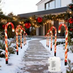 Shatchi Red Candy Cane Lights Set - 45 LED, 55cm, 8 Modes, Timer - Size: 2 Pack