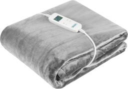 Alecome Women's Electric Heated Throw Blanket Washable 220gsm Fleece Remote Timer in Silver - thumbnail 2