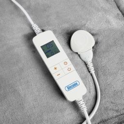 Alecome Women's Electric Heated Throw Blanket Washable 220gsm Fleece Remote Timer in Silver - thumbnail 3