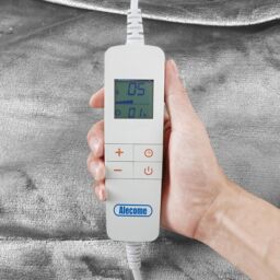 Alecome Women's Electric Heated Throw Blanket Washable 220gsm Fleece Remote Timer in Silver - thumbnail 5