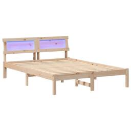 Berkfield Home Modern with LED Strip Lights with Headboard Brown 140 x 190 cm Pi - thumbnail 3