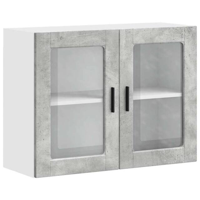 Berkfield Home Kitchen Wall Cabinet with Glass Door Porto Concrete Grey - image 1