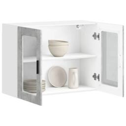 Berkfield Home Kitchen Wall Cabinet with Glass Door Porto Concrete Grey - thumbnail 5