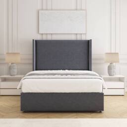 "BSSPOKE Austin Divan Bed Plush Velvet 54"" Headboard & No Drawers No Mattress in Charcoal - Size: Single" - thumbnail 3