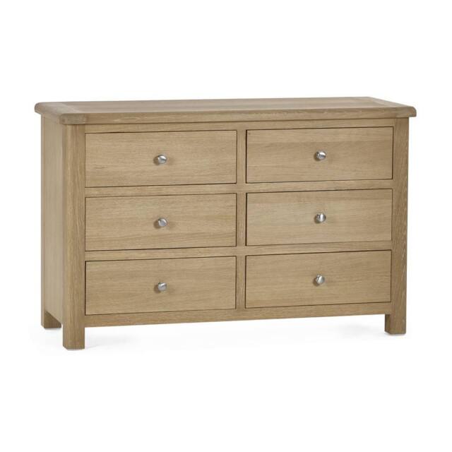 Cheshire Premium Hudson Limed Oak 6 Drawer Wide Chest - Limed Oak in Brown - image 1