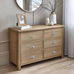 Cheshire Premium Hudson Limed Oak 6 Drawer Wide Chest - Limed Oak in Brown - thumbnail 3