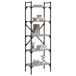 Berkfield Home Decorative Bookcase 5-Tier Grey Sonoma 56x31.5x174 cm Engineered Wood - thumbnail 1
