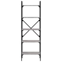 Berkfield Home Decorative Bookcase 5-Tier Grey Sonoma 56x31.5x174 cm Engineered Wood - thumbnail 4
