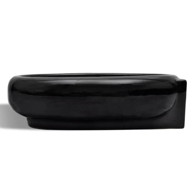 Berkfield Home Elegant Ceramic Bathroom Sink Basin Faucet/Overflow Hole Black Round - image 1