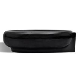 Berkfield Home Elegant Ceramic Bathroom Sink Basin Faucet/Overflow Hole Black Round - thumbnail 1