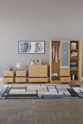 Home Discount Vida Designs 4Pc Bedroom Set 2x2Bedside, 4 Drawer, 3Dr Mirror Wardrobe in Brown - thumbnail 3