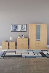 Home Discount Vida Designs 4Pc Bedroom Set 2x2Bedside, 4 Drawer, 3Dr Mirror Wardrobe in Brown - thumbnail 4