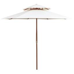 Berkfield Home Double Decker Parasol 270x270 cm Wooden Pole Cream White - thumbnail 2