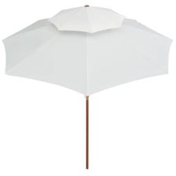 Berkfield Home Double Decker Parasol 270x270 cm Wooden Pole Cream White - thumbnail 3