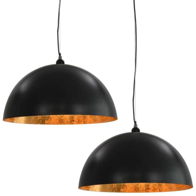 Berkfield Home Ceiling Lamps 2 pcs Black & Gold Semi-spherical 50 cm E27 - image 1