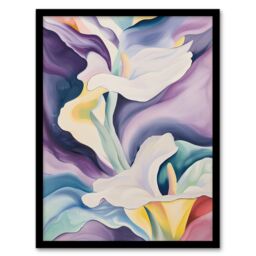 Artery8 Wall Art Print Abstract Calla Lily Flowers Watercolour Painting Art Framed Poster in Black - Size: A4 - thumbnail 1