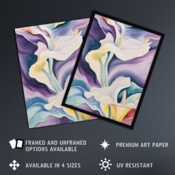 Artery8 Wall Art Print Abstract Calla Lily Flowers Watercolour Painting Art Framed Poster in Black - Size: A4 - thumbnail 2