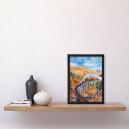 "Artery8 Steam Train Glenfinnan Viaduct Railway Bridge Framed Art Print in Yellow - Size: W12"" x H16""" - thumbnail 4