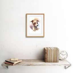 "Artery8 Wall Art Print Dog Italian Greyhound Watercolour Art Framed 9x7 inch in Beige - Size: W7"" x H9""" - thumbnail 2