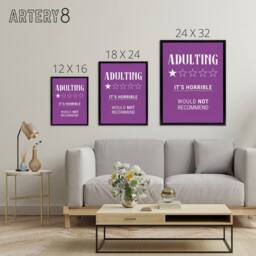 "Artery8 Adulting Funny Review Would Not Recommend Canvas Wall Art Print in Purple - Size: W24"" x H32""" - thumbnail 4