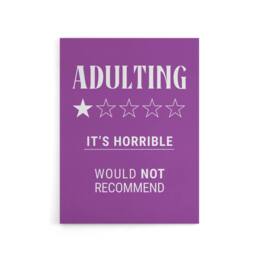 "Artery8 Adulting Funny Review Would Not Recommend Canvas Wall Art Print in Purple - Size: W24"" x H32""" - thumbnail 1