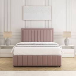 "BSSPOKE Sophia Plush Velvet Divan Bed 24"" Headboard & No Mattress No Drawers in Pink - Size: Double" - thumbnail 2