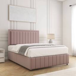 "BSSPOKE Sophia Plush Velvet Divan Bed 24"" Headboard & No Mattress No Drawers in Pink - Size: Double" - thumbnail 3