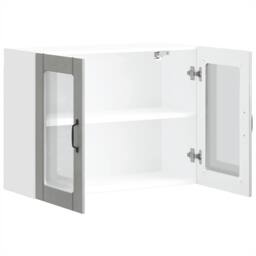Berkfield Home Kitchen Wall Cabinet with Glass Door Kalmar Artisan Oak Wood in Grey - thumbnail 7