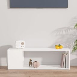 Berkfield Home TV Cabinet White 100x24x32 cm Engineered Wood - Size: 100 x 24 x 32 cm - thumbnail 5