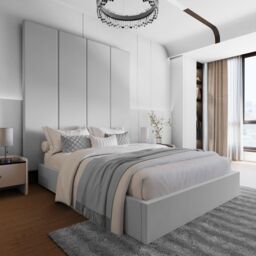 Modish Furnishing Light Grey Velvet Headboard Wall Panel Bed With Ottoman Storage Gas Lift - Size: Double - thumbnail 1