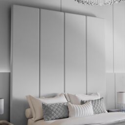 Modish Furnishing Light Grey Velvet Headboard Wall Panel Bed With Ottoman Storage Gas Lift - Size: Double - thumbnail 4