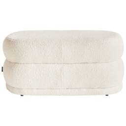 Wyld and Coco Off White Bouclé Upholstered Bench Plush Rectangular Footrest - thumbnail 5