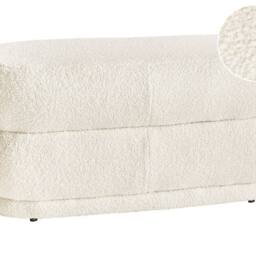 Wyld and Coco Off White Bouclé Upholstered Bench Plush Rectangular Footrest - thumbnail 2