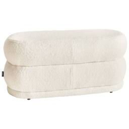 Wyld and Coco Off White Bouclé Upholstered Bench Plush Rectangular Footrest - thumbnail 3