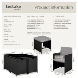 tectake Garden Table & Chairs Bilbao in Bronze - Size: XL - thumbnail 6