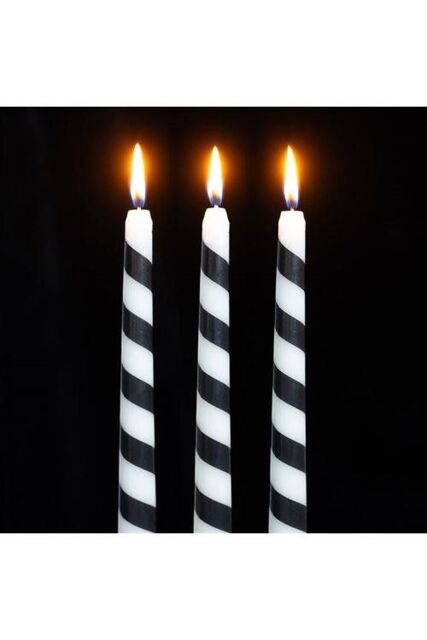 KDMD Set of 3 Black Candy Cane Taper Candles - image 1