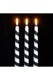 KDMD Set of 3 Black Candy Cane Taper Candles