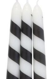 KDMD Set of 3 Black Candy Cane Taper Candles - thumbnail 4